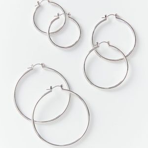 UO Silver Hoop Set ( 3 Pairs)